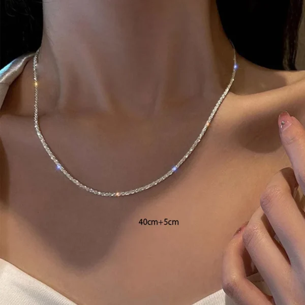 silver colour sparkling necklace