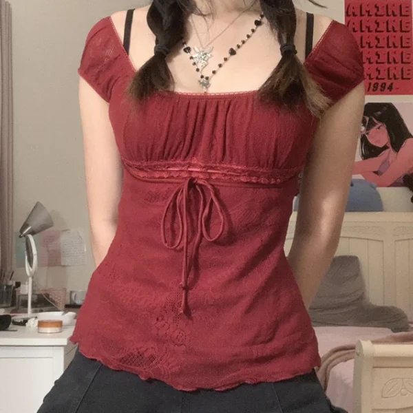 elegant lady square collar t shirt
