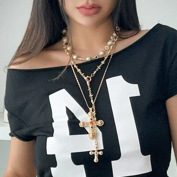luxury rhinestone imitation pearl beads chain