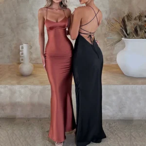 sexy spaghetti strap satin dresses