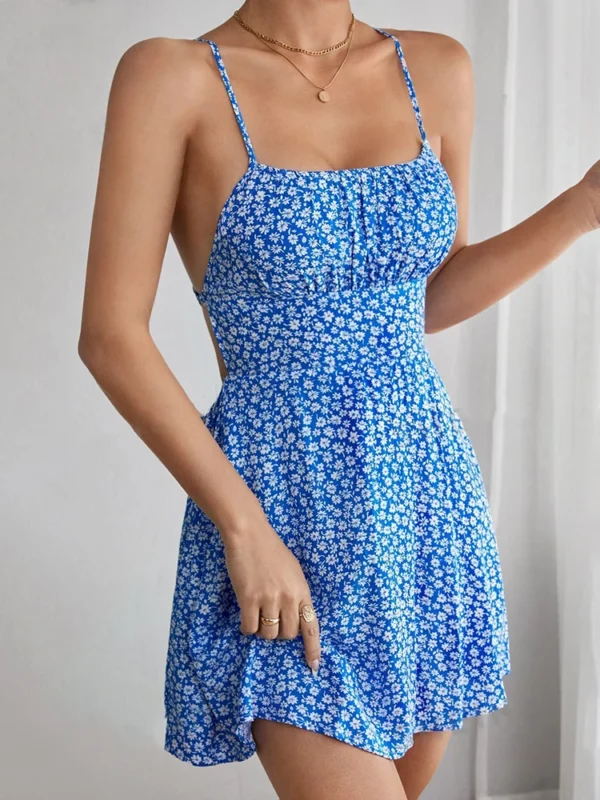 dress sexy floral backless