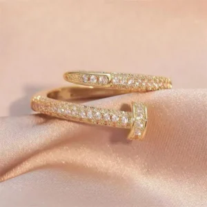 korean punk cubic zirconia adjustable ring for women