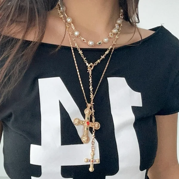 luxury rhinestone imitation pearl beads chain