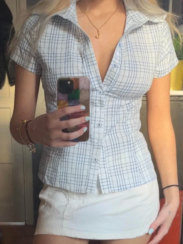 sexy plaid summer women's tops