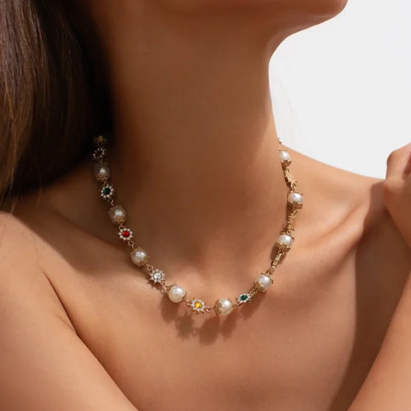 luxury rhinestone imitation pearl beads chain