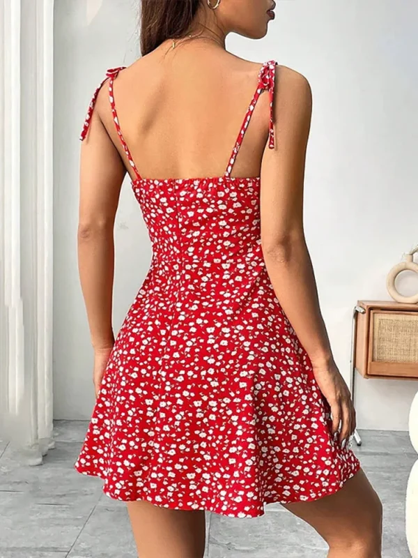 summer floral spaghetti strap beach short dress