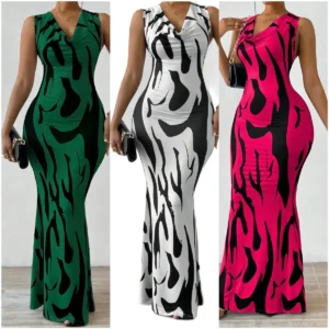 women print dress sleeveless