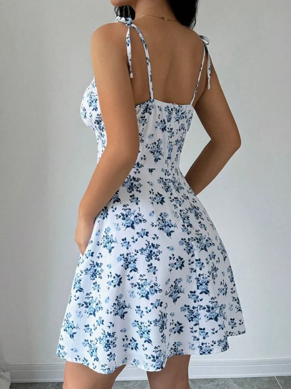 summer floral spaghetti strap beach short dress