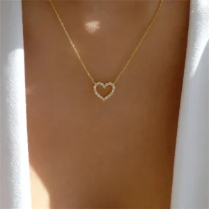 crystal hollow love pendant necklace
