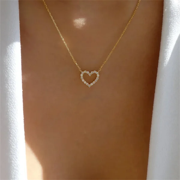 crystal hollow love pendant necklace